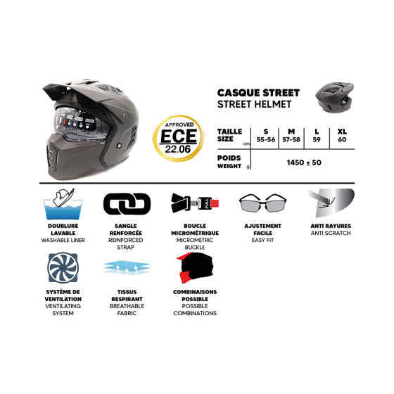 FRV street helmet matt bronze (size S to XL) Approved