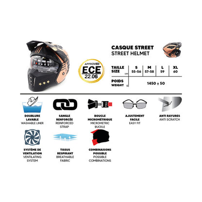 Casque street FRV hero gold (taille S à XL) Homologué